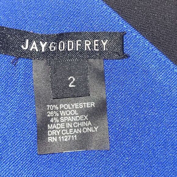 Jay Godfrey Size 2 Blue Black Color Block Bodycon Dress Sleeveless Wool Blend - Picture 2 of 11